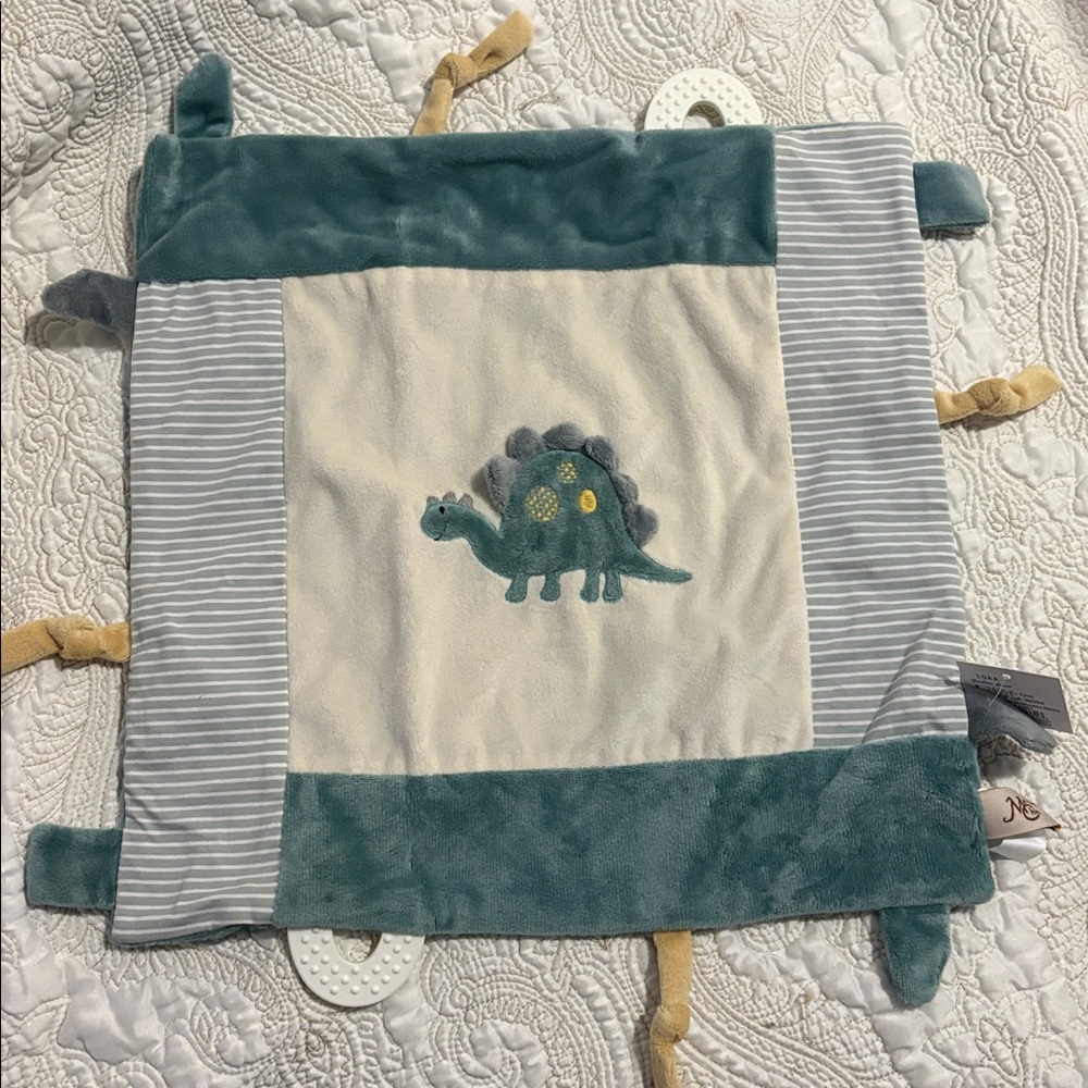 Cream and Green Dinosaur Baby Blanket